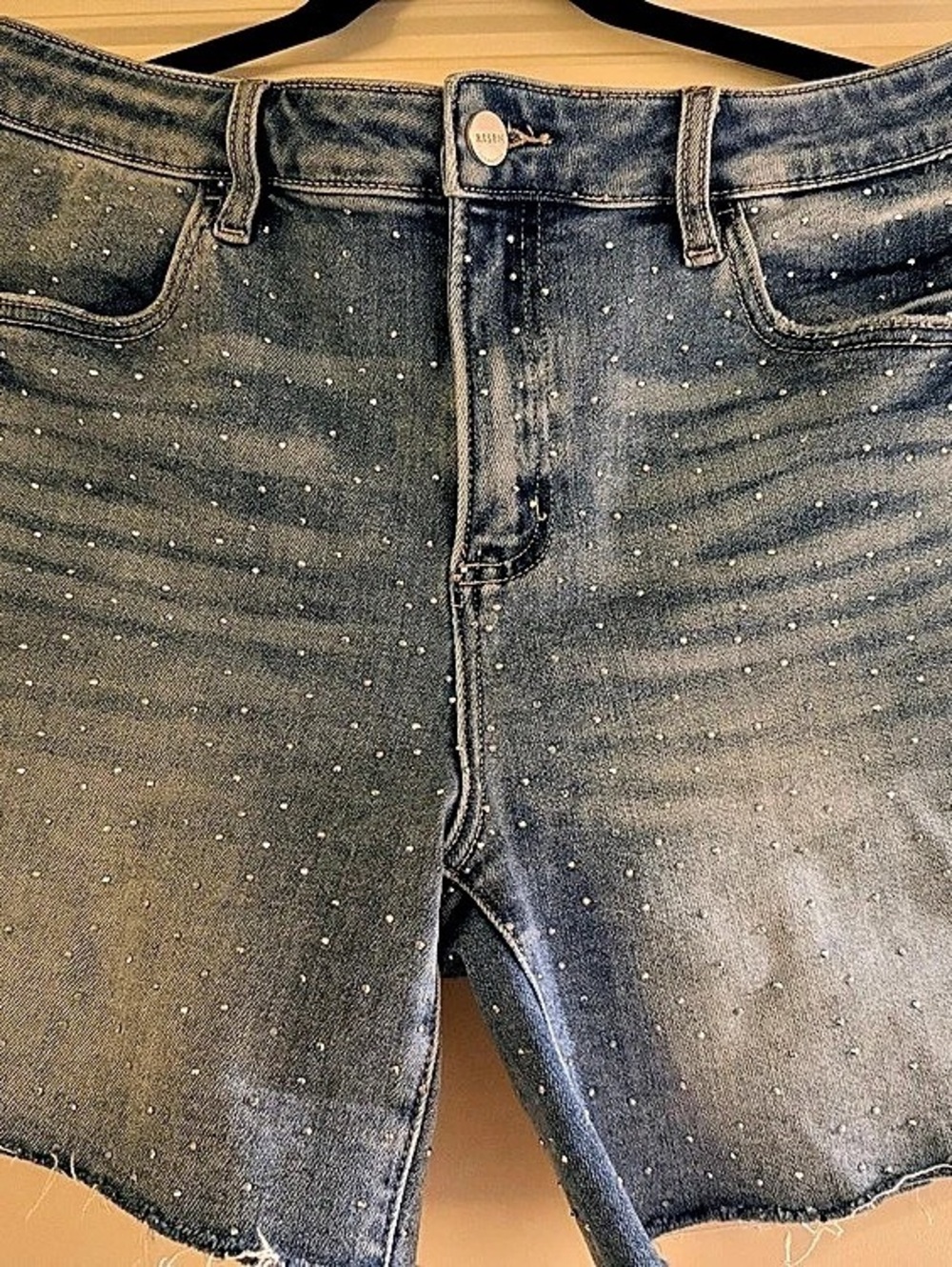 Risen Denim Bar Studded Denim Jean Shorts Size Large